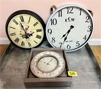 Three Decorative Clocks in Office