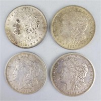 4 1921 90% Silver Morgan Dollars.