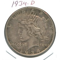 1934-D Peace Silver Dollar