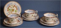 Three Spode floral decorated London shape trios