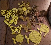 Plastic wall hanging butterflies and flowers