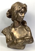 Vintage Chalkware Woman Bust Sculpture