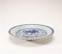 Qing Dynasty blue and white animal print plate