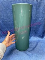 Vtg green pottery vase 17in tall