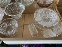 Crystal bowls & egg dish, butter cover & cream