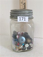 Antique Square Ball Jar/ Buttons