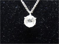 Silver Tone Single Faux Diamond Pendant