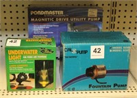 assorted lot of fountain supplies to include
