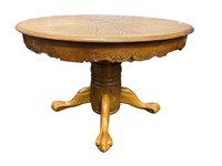 Oak Clawfoot Dinning Table with self storing leaf
