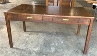 Antique Library Table With 2 Drawers