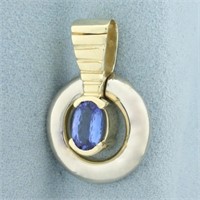 Tanzanite Two Tone Pendant in 14k Yellow and White