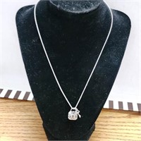 AGW Platinaire Lock and Key Necklace