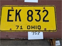 1971 Ohio License Plate