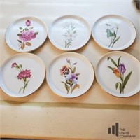Six Floral China Coasters