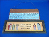 (2) Tin & Wood " Toilet Paper Changer " Novelty ,