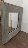 Distressed wood look framed mirror.  12in x 12in