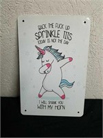 8x12-in silly metal unicorn sign