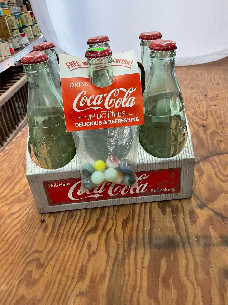Vintage Coke Carrier With Marbles