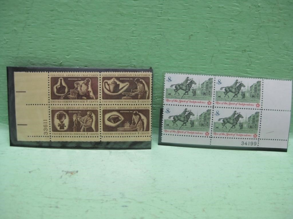 1972 & 1973 Sets Of 4 Block Eight Cent Stamps