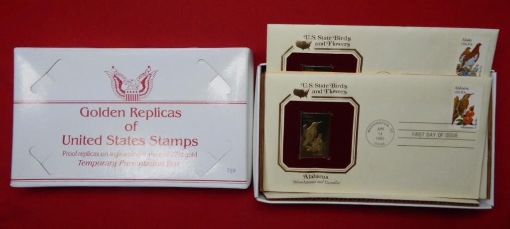 3PC Golden Replica US Stamps - AL - AK - AZ