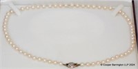 Pearl Necklace Sapphire Diamond & 9ct Gold Clasp