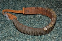 OLD GUN BELT W/ 12 OLD SHOT GUN SHELLS