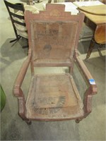 vintage wooden chair with missing cushions
