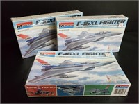 3 Sealed Vintage F-16XL Fighter Plane Model Kits