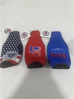 Lot of 3 Patriotic KOLDER Zippered Beer Koozies