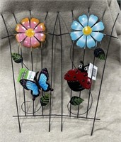 2ct Metal Decor Garden Trellis Butterfly Ladybug