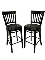 Pair of Black Bar Stools with Drunk Scuff Flaws