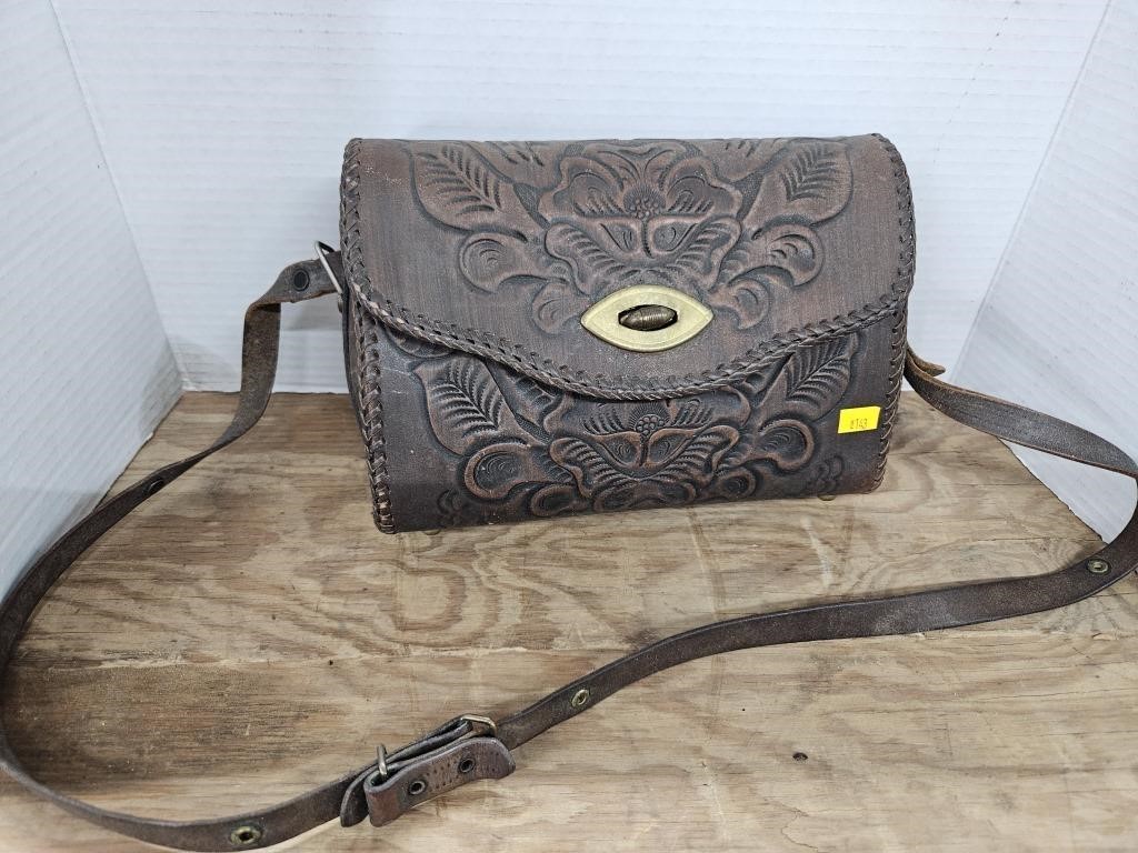 Vintage hand tooled leather purse