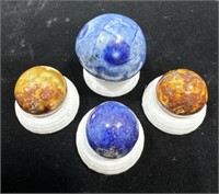 (4) antique Bennington glazed clay marbles