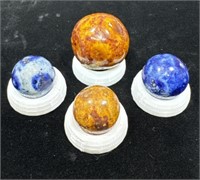 (4) Antique Bennington glazed clay marbles