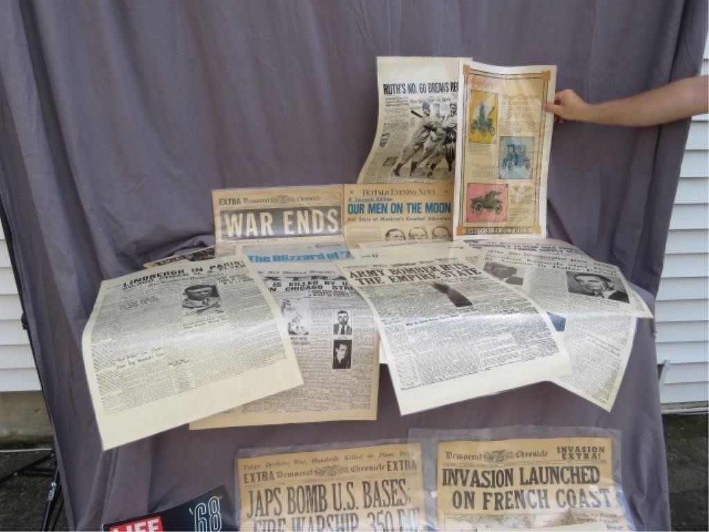 OLD NEWSPAPERS - SOME LAMINATED