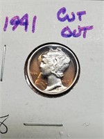 Silver 1941 Mercury Dime Pendant Made From Coin