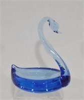 Vintage Art Glass Swan Candy Dish
