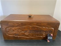 Rare Vintage Hand Carved Bread Box 17"x6"H