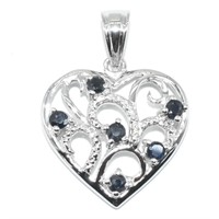 Silver Blue Sapphire(1.15ct) Pendant