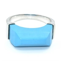 Silver Blue Copper Muhave Turquoise(14.4ct) Ring