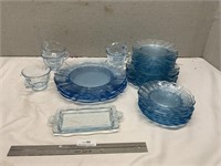 Fostoria Blue Fluer De Lis Depression Glass Lot