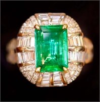 3.2ct Natural Emerald Ring 18K Gold
