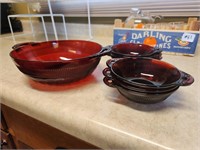 Anchor Hocking Coronation Ruby Red Dishes.  8in