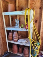 Shelf and Contents. Terracotta Pots, hose. 35W 14D