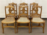 6 Figured Maple Caned Bottom Dining Chairs