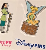 DISNEY Pins collection, Tinker Bell and Mulan.