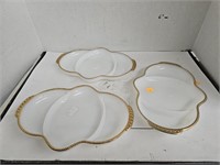 3 Cnt Fire King Vintage Oven Ware Gold Trimed 3