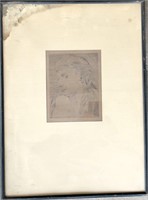 5 framed prints: "Head of a Woman" with Earring