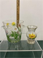 Handpainted Ice Bucket and vase