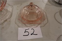 Indiana Glass Pink Covered Butter Dish